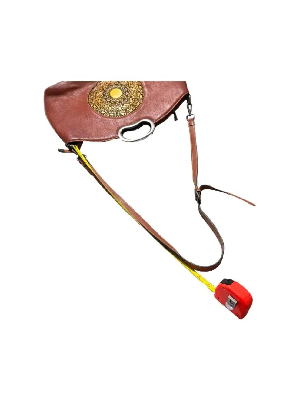 Genuine Leather Bag Brown Satchel Crossbody Tooled Western Folk Art Boho Rustic